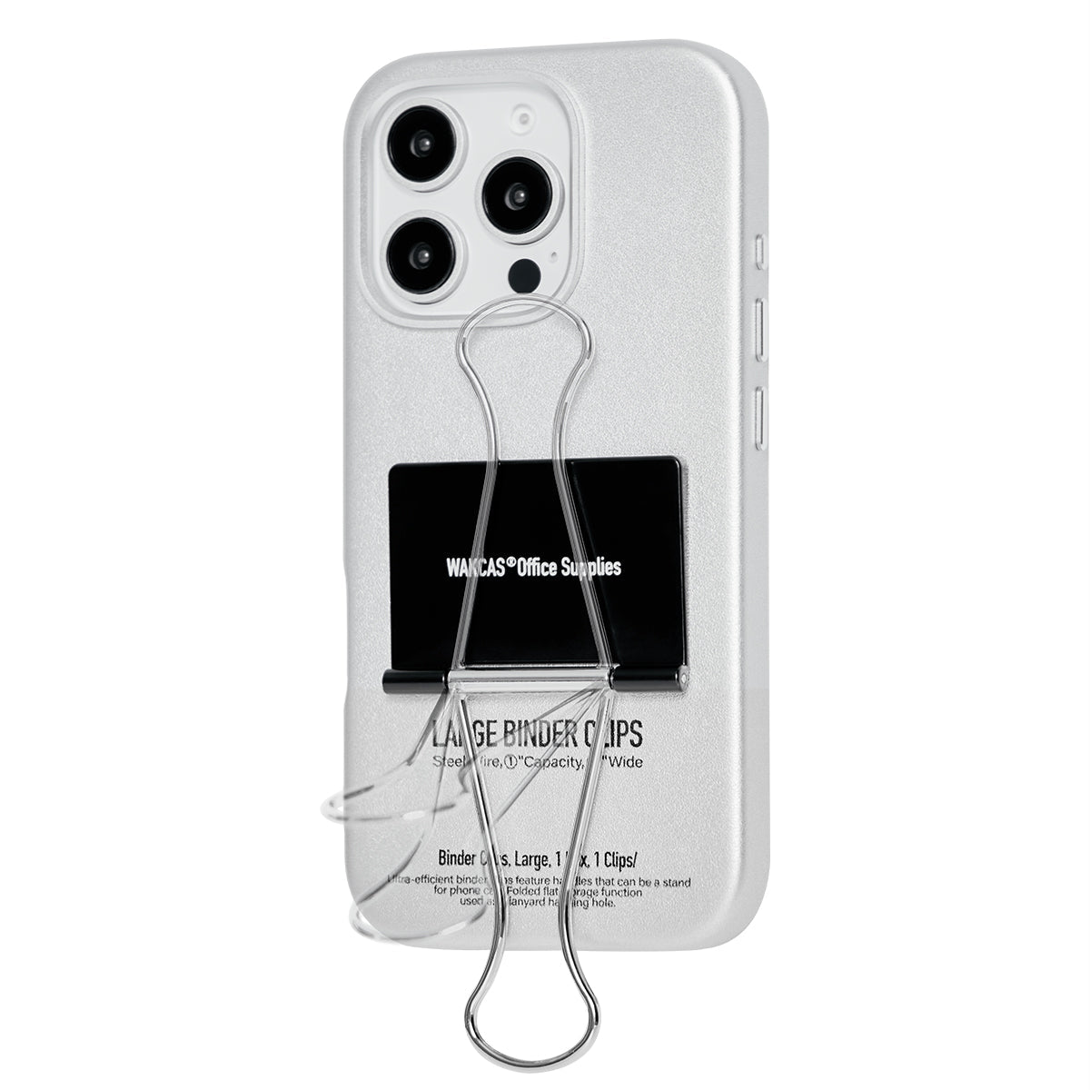 Binder clip case with the clip handles extended
