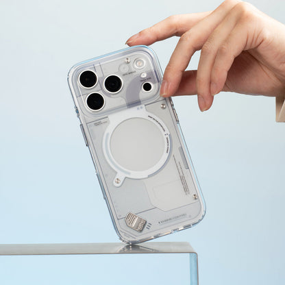 Light gray glossy case held at the corner